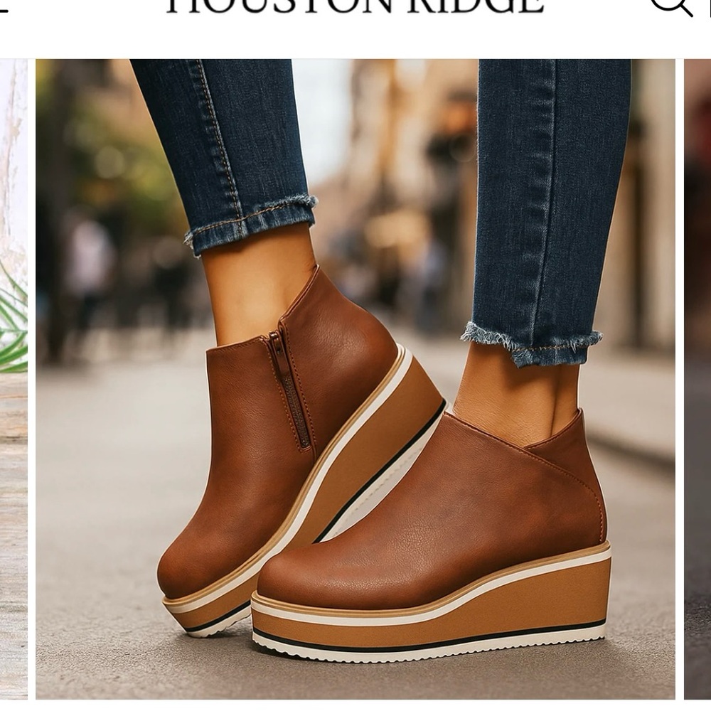 Stylish Brown Platform Ankle Boots
